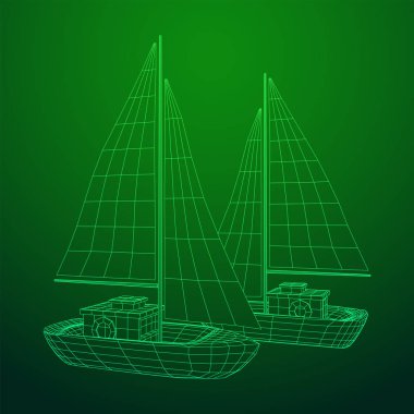 Yat veya Yelkenli tekne vektörü