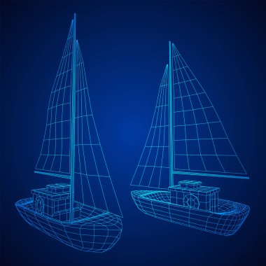 Yat veya Yelkenli tekne vektörü