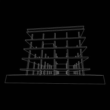 İnşaat kablosu çerçevesi altında bina