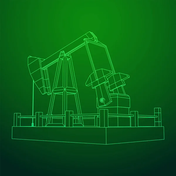 Oil well rig Jack wireframe — Stockvector