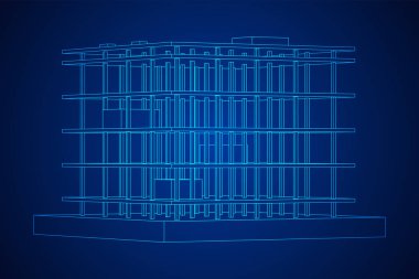 İnşaat kablosu çerçevesi altında bina