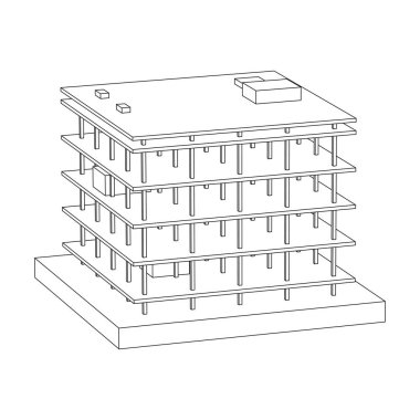 İnşaat kablosu çerçevesi altında bina