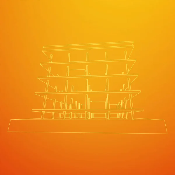 Edificio in costruzione wireframe — Vettoriale Stock
