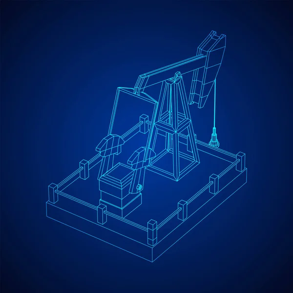 Poço de óleo engrenagem jack wireframe —  Vetores de Stock