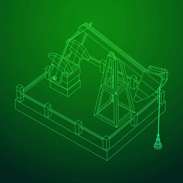 Oil well rig Jack wireframe — Stockvector