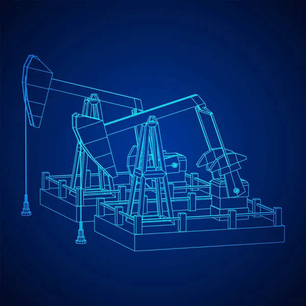 Poço de óleo engrenagem jack wireframe — Vetor de Stock