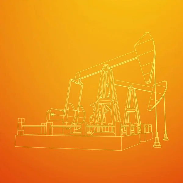 Oil well rig Jack wireframe — Stockvector