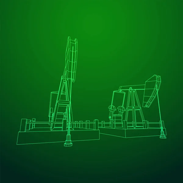 油井钻机插孔线框 — 图库矢量图片