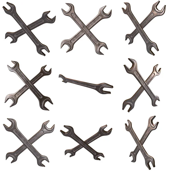 Moersleutel. Reparatieset voor spanner. — Stockfoto