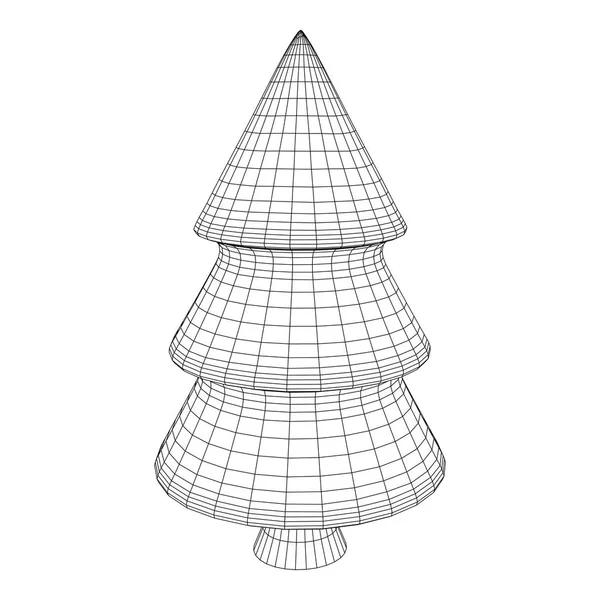Wireframe-síť pro vánoční stromek — Stockový vektor