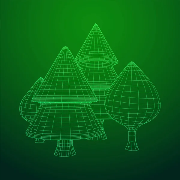 Mesh image of trees. Low poly background. — Stock Vector