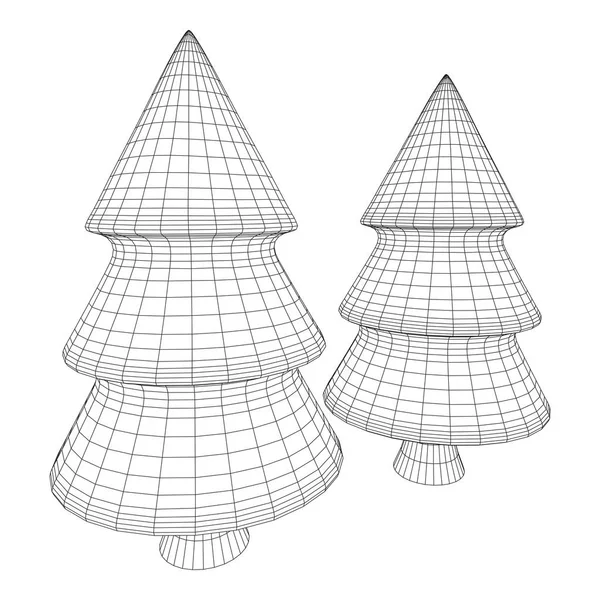 와이어 프레임 크리스마스 트리 기호 메쉬 — 스톡 벡터