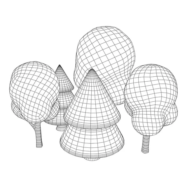 树的网格图像。低多边形背景. — 图库矢量图片