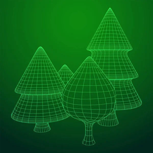 Mesh image of trees. Low poly background. — Stock Vector