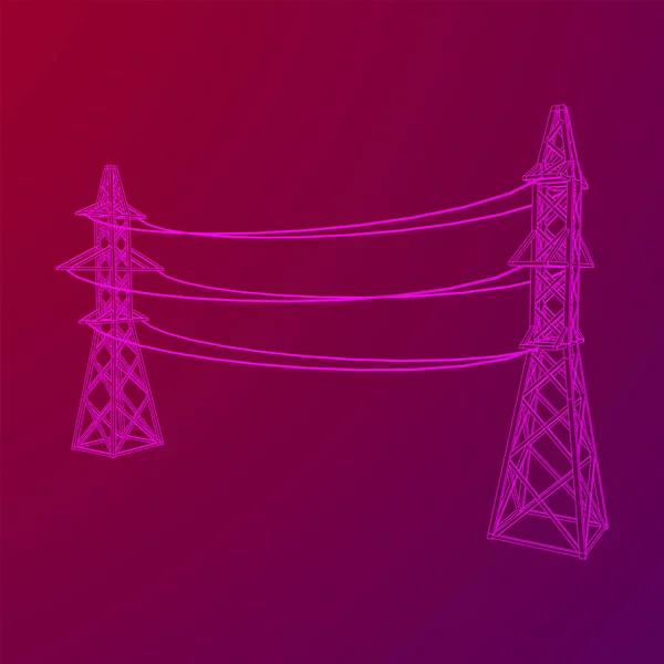 Vermogen zendmast hoogspanning pyloon — Stockvector