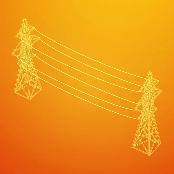 Erőátviteli torony nagyfeszültségű pylon — Stock Vector