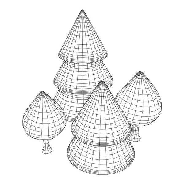 Mesh-beeld van bomen. Laag poly achtergrond. — Stockvector