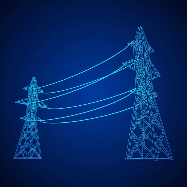 Vermogen zendmast hoogspanning pyloon — Stockvector