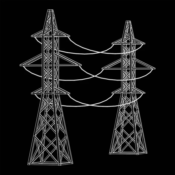 Torre de transmissão de energia pylon de alta tensão —  Vetores de Stock