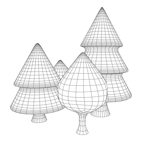 Mesh-beeld van bomen. Laag poly achtergrond. — Stockvector