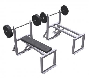 Ağırlıkları olan Barbell. Spor salonu ekipmanları