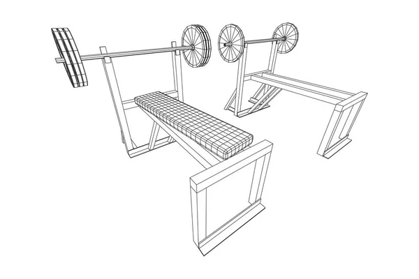 Barbell avec poids. Équipement de gymnastique — Image vectorielle