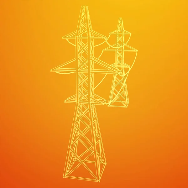 Erőátviteli torony nagyfeszültségű pylon — Stock Vector