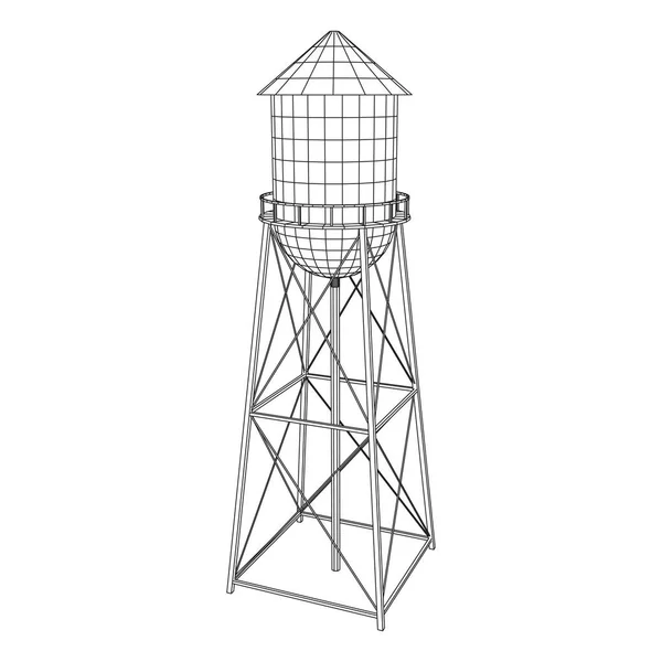 Torre de água. Vetor de construção industrial — Vetor de Stock