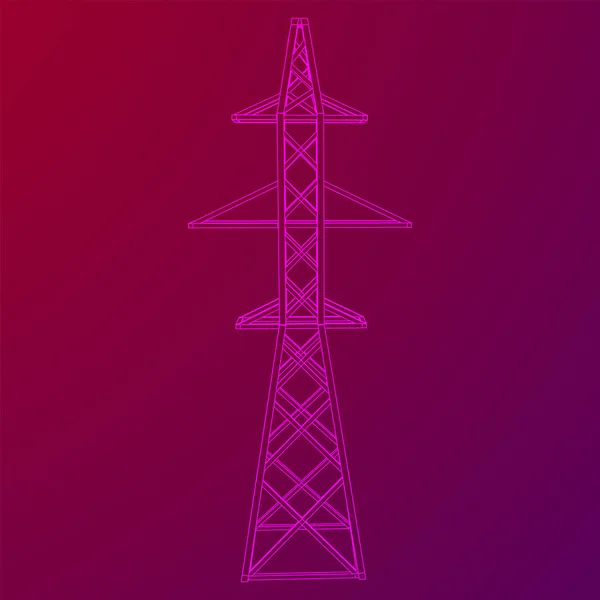 Vermogen zendmast hoogspanning pyloon — Stockvector