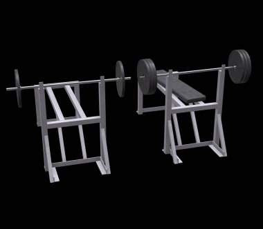 Ağırlıkları olan Barbell. Spor salonu ekipmanları