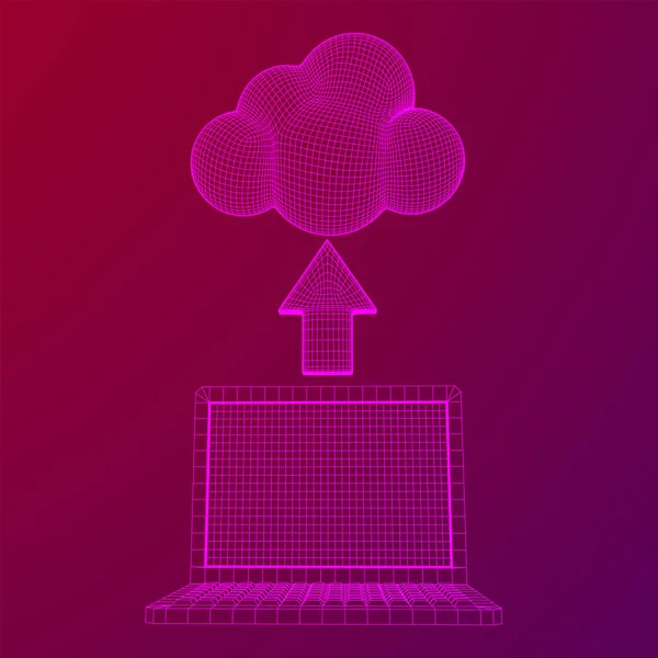 Koncept för molnbaserad databehandling teknik med laptop — Stock vektor