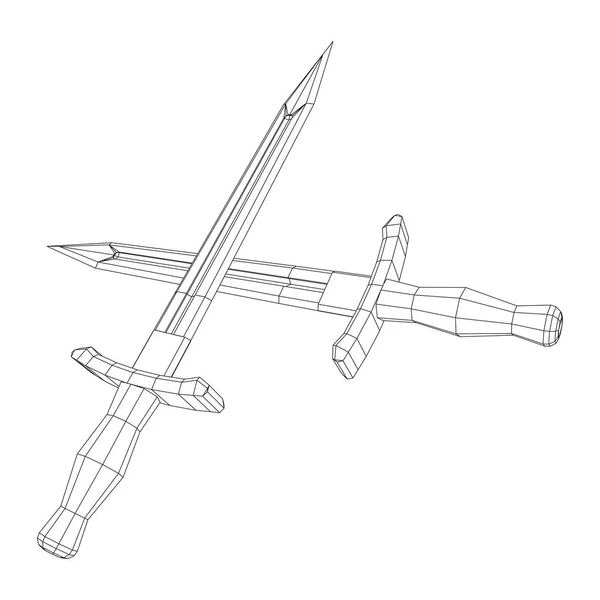 Espada de hoja o bayoneta de cuchillo — Vector de stock