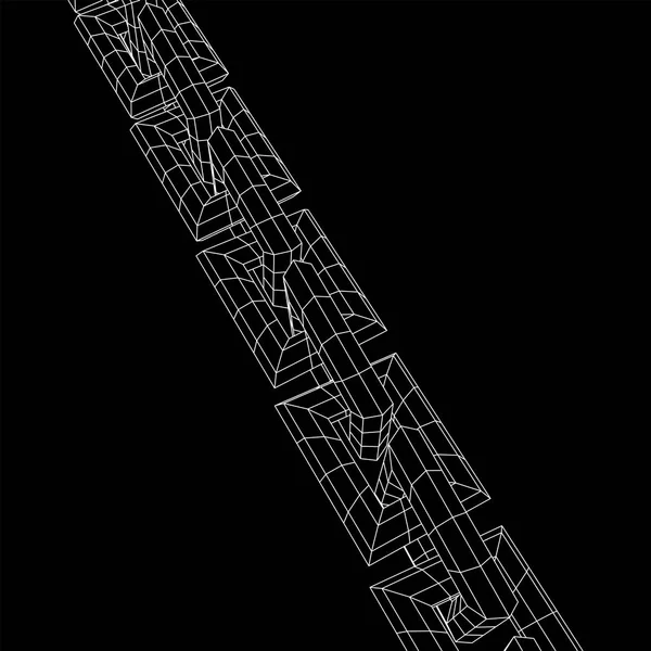 Ligações BlockChain Wireframe . —  Vetores de Stock