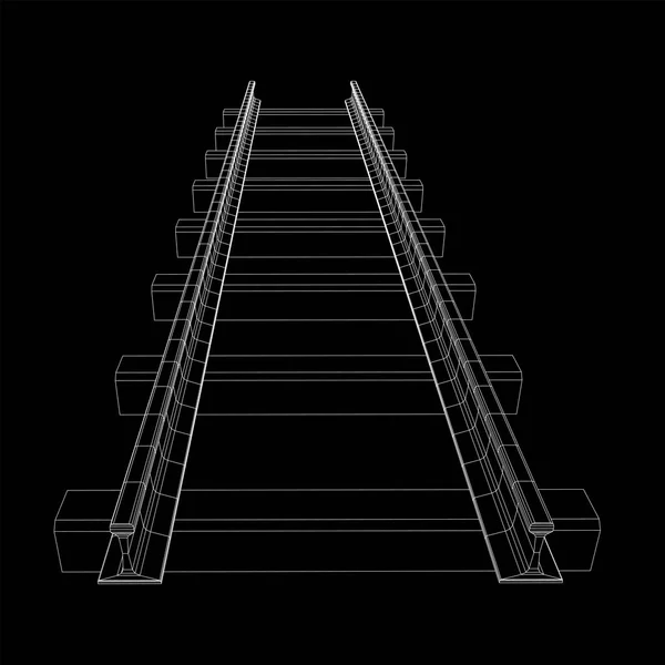 Railway wireframe mesh vector — Stockvector