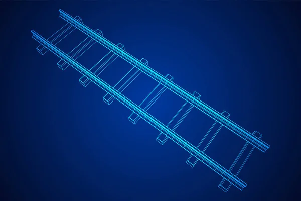 Railway wireframe mesh vector — Stock Vector