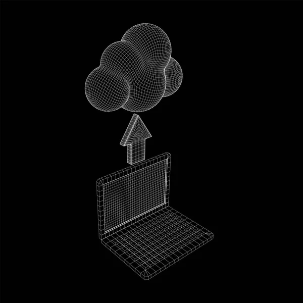 Concept de technologie de cloud computing avec ordinateur portable — Image vectorielle