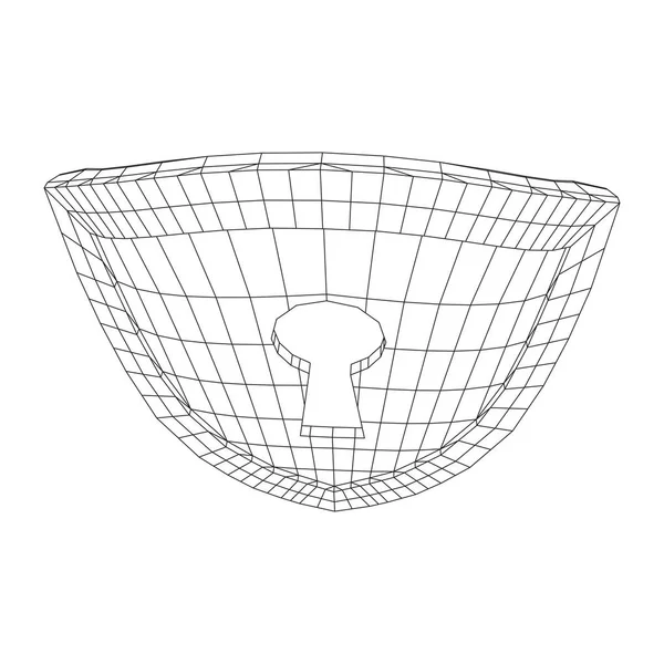 网络安全概念。由多边形组成的锁孔的护罩 — 图库矢量图片