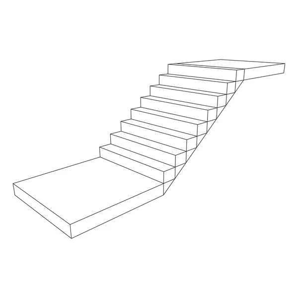 Escaleras de Wireframe, escaleras interiores escalones — Vector de stock