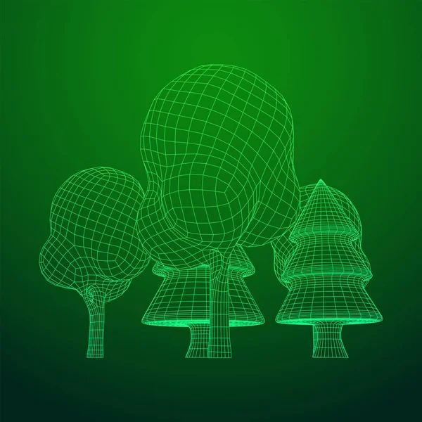 Mesh image of trees. Low poly background. — Stock Vector