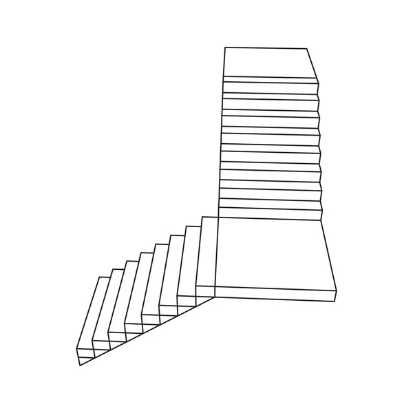 Лестница с проволочным каркасом, лестница внутри — стоковый вектор