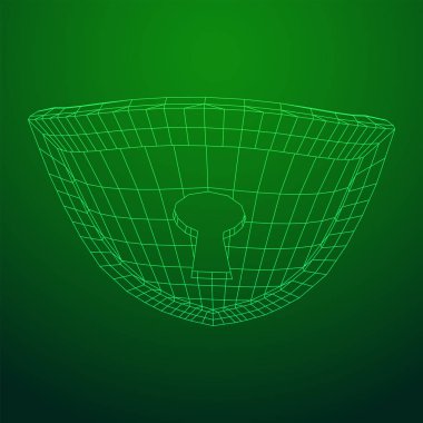 Siber güvenlik konsepti. Çokgenlerden oluşan anahtar deliği olan kalkan