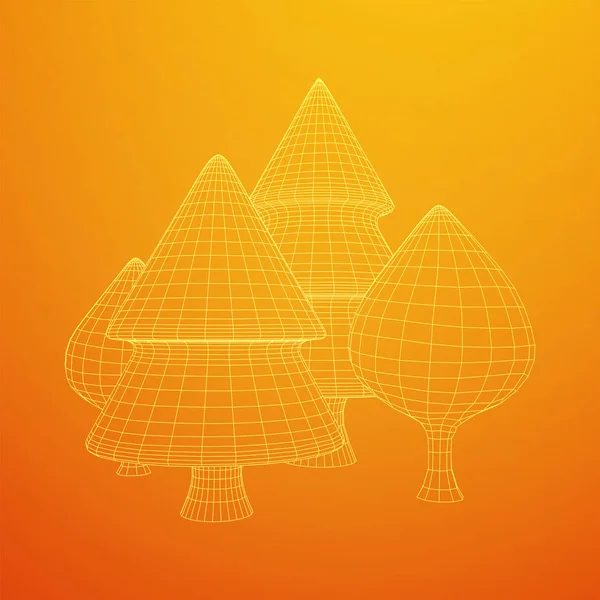 Obrázek stromů v mřížce. Nízké Poly-pozadí. — Stockový vektor