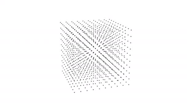 Wireframe polygonal element. 3D cube with dots — Stock Video