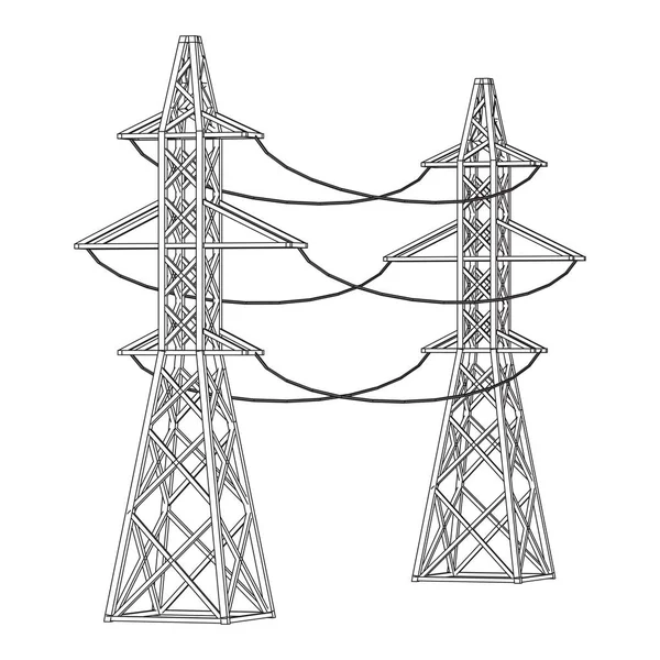 Torre de transmisión de potencia pilón de alto voltaje — Vector de stock