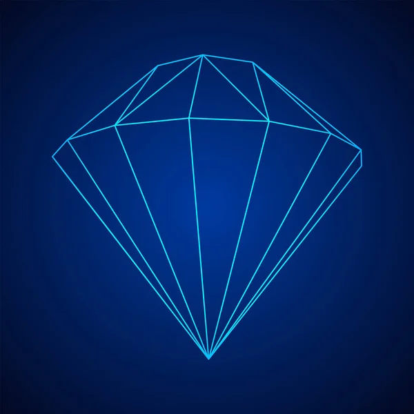 Diamond Wireframe baixa malha poli — Vetor de Stock