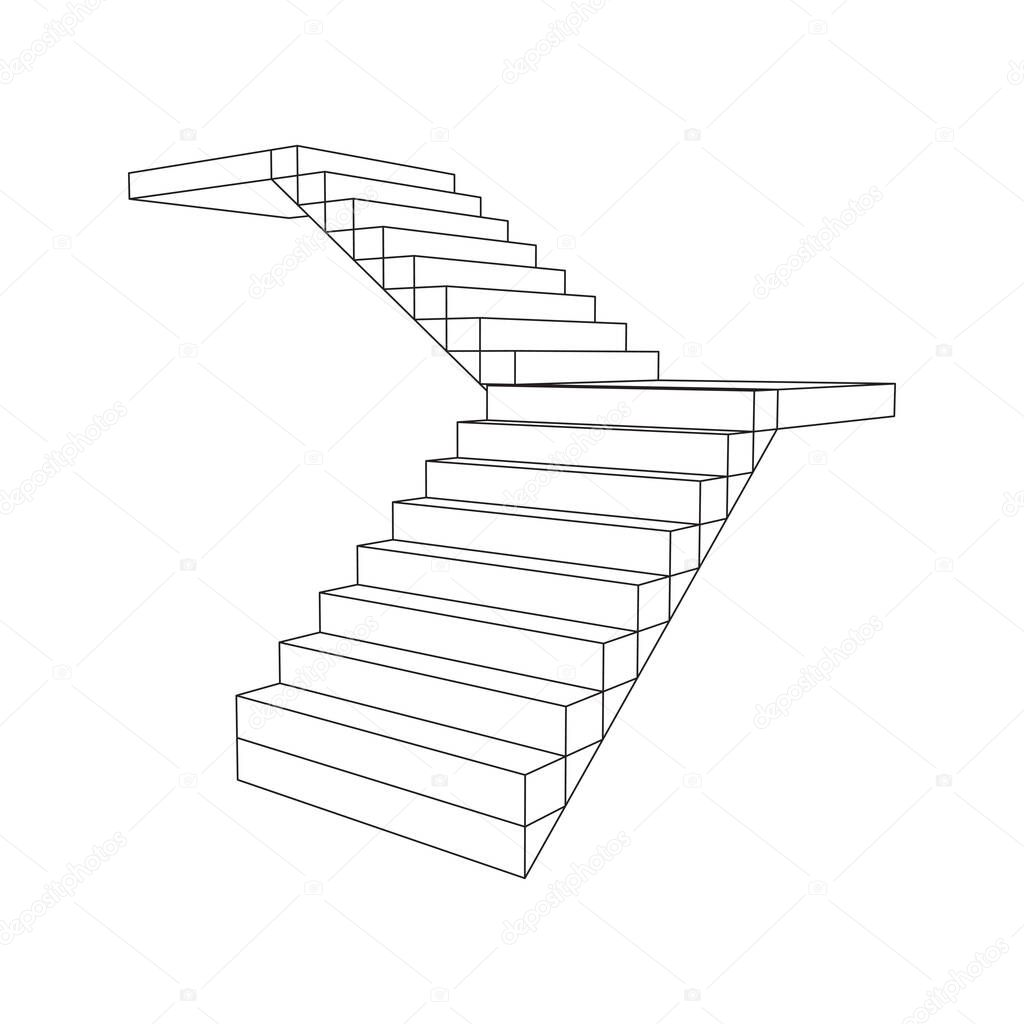 Wireframe stairs, interior staircases steps