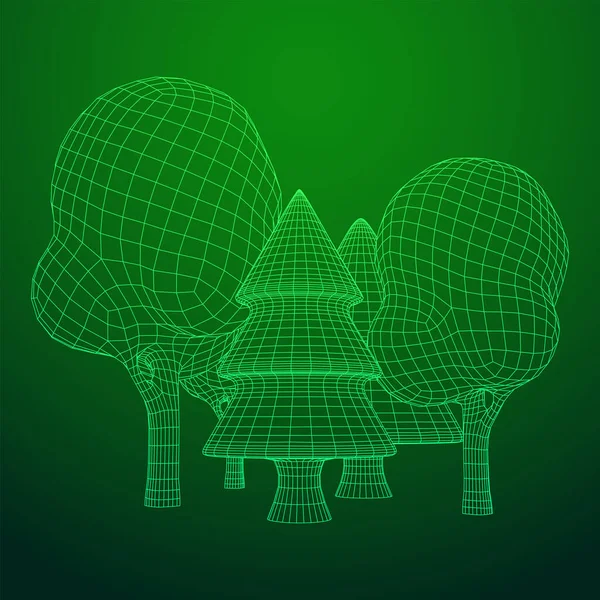 Mesh image of trees. Low poly background. — Stock Vector