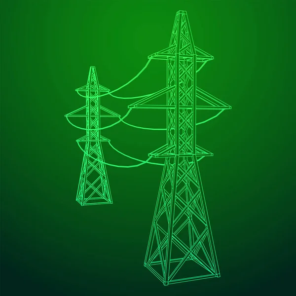 Vermogen zendmast hoogspanning pyloon — Stockvector