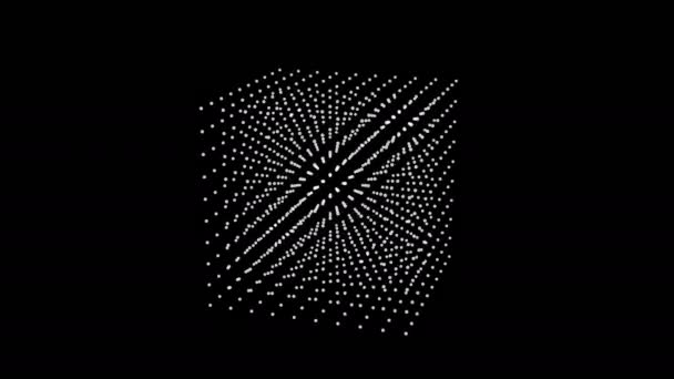 Elemento poligonal Wireframe. Cubo 3D con puntos — Vídeos de Stock