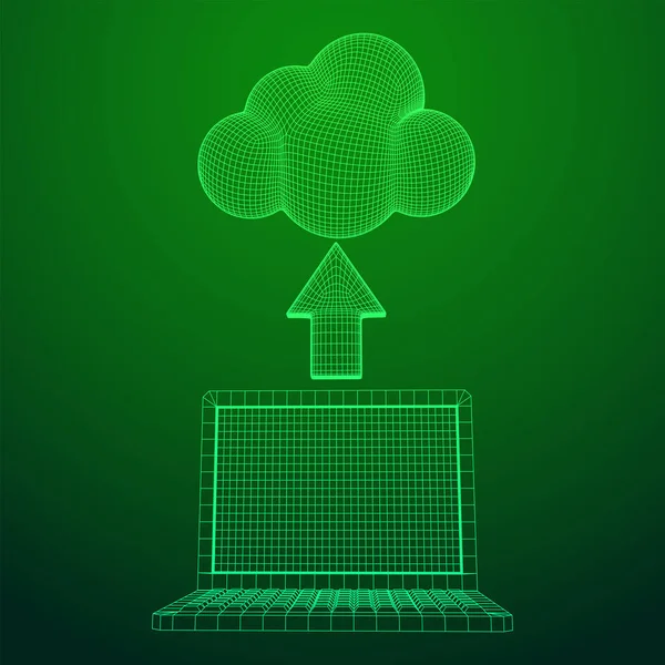 Concetto di tecnologia cloud computing con laptop — Vettoriale Stock